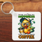 Grappige eend dragen bril koffie bijschrift citaat sleutelhanger (Voorkant)
