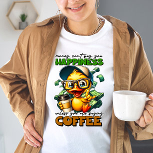 Grappige eend dragen bril koffie bijschrift citaat t-shirt