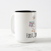 Grappige Eend "Eerste Koffie" Mok – Mooie Morgen K (Voorkant links)