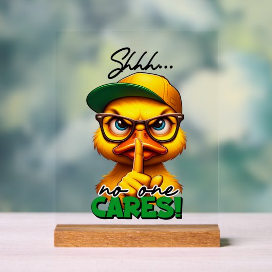 Grappige eend geeft woord kunst acryl bord (Neutraal)