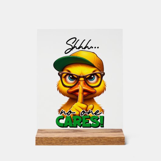 Grappige eend geeft woord kunst acryl bord (Voorkant)