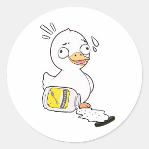 Grappige eend gemorste mayonaise ronde sticker