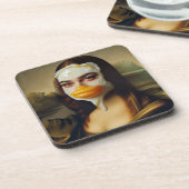 Grappige eend gezicht ei Mona Bier Onderzetter (Linkerzijde)