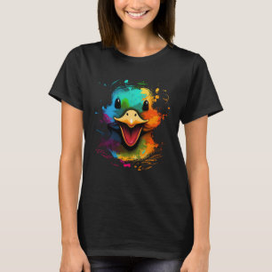 Grappige eend gezicht schattig kleurrijk gelukkig t-shirt