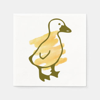 Grappige eend in geel aquarel servet