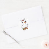 Grappige eend is een sushi chef ronde sticker (Envelop)