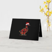 Grappige Eend Kerst Licht Rode Geruite Bijpassende Kaart (Gele Bloem)
