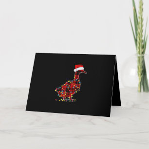 Grappige Eend Kerst Licht Rode Geruite Bijpassende Kaart