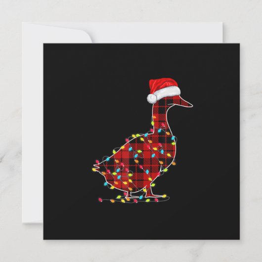 Grappige Eend Kerst Licht Rood Geruit Bijpassend Kaart (Voorkant)