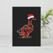 Grappige Eend Kerstlicht Rode Geruite Bijpassend Feestdagenkaart (Staand voorkant)