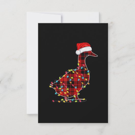 Grappige Eend Kerstlicht Rode Geruite Matching Kaart (Voorkant)