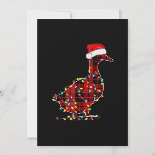 Grappige Eend Kerstlicht Rood Geruit Bijpassend Feestdagenkaart (Voorkant)