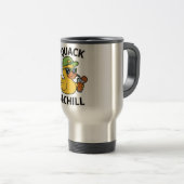 Grappige Eend Kwak & Chillen – Gele Eend met Zonne Reisbeker (Voorkant rechts)
