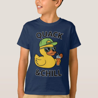 Grappige Eend Kwak & Chillen – Gele Eend met Zonne T-shirt