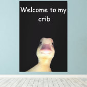 Grappige Eend Meme: Welkom in Mijn Huis Eend Canvas Afdruk (Insitu (Houten vloer))