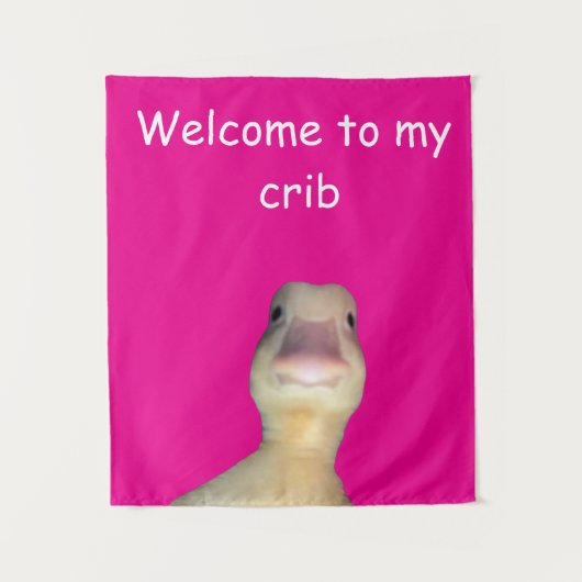 Grappige Eend Meme: Welkom in Mijn Huis Eend Wandkleed (Voorkant)