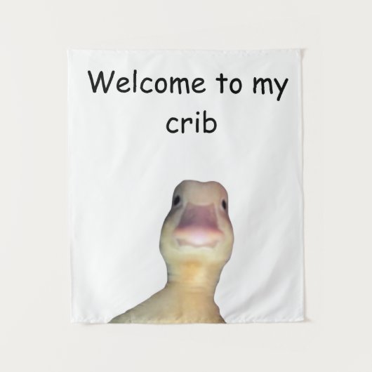 Grappige Eend Meme: Welkom in Mijn Huis Eend Wandkleed (Voorkant)