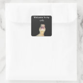 Grappige Eend Meme – “Welkom in Mijn Huis” Schatti Vierkante Sticker (Tas)