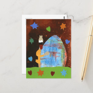 Grappige eend met design ei wens je vrolijk Pasen Briefkaart