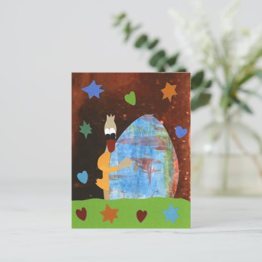 Grappige eend met design ei wens je vrolijk Pasen Briefkaart (Staand voorkant)