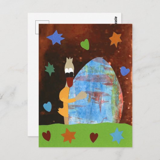 Grappige eend met design ei wens je vrolijk Pasen Briefkaart (Voorkant / Achterkant)