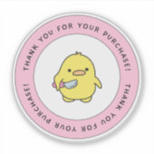 Grappige Eend met Mes Bedankt voor uw aankoop Sticker (Voorkant)