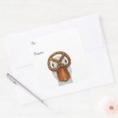 Grappige eend met pretzel cadeauverpakking sticker (Envelop)