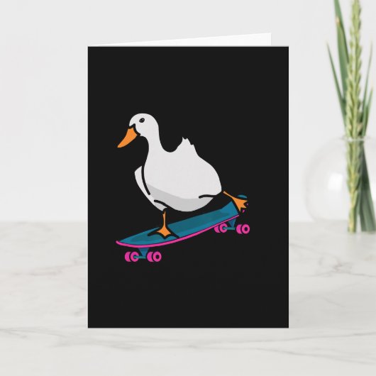 Grappige Eend Op Skateboard Skateboarden Longboard Kaart (Voorkant)