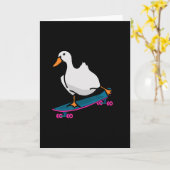 Grappige Eend Op Skateboard Skateboarden Longboard Kaart (Gele Bloem)