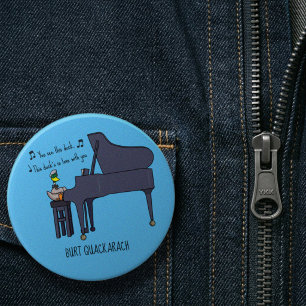 Grappige eend piano speler Burt Quackarach Kunstwe Ronde Button 7,6 Cm