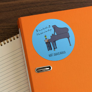 Grappige eend piano speler Burt Quackarach Kunstwe Ronde Sticker