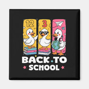 Grappige eend schoolsquadron eerste schooldag voor magneet