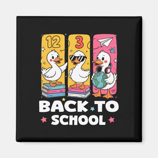 Grappige eend schoolsquadron eerste schooldag voor magneet (Voorkant)