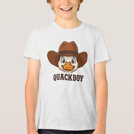 Grappige Eend Stomme Western Cowboy Tri-Blend Shirt (Voorkant)
