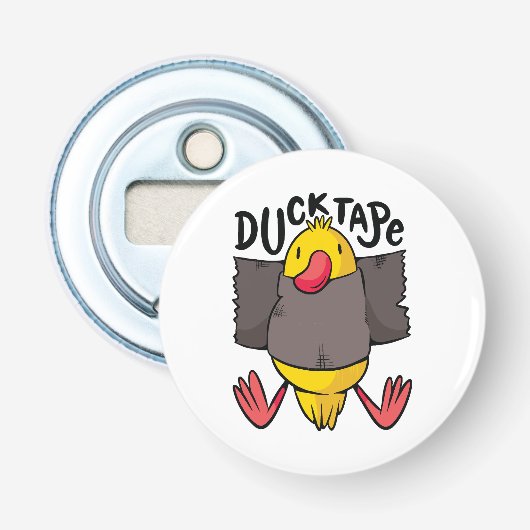Grappige Eend Tape Button Flesopener (Voorkant)