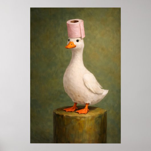 Grappige Eend Toiletpapier Hoed Print, Grappige Ba Poster (Voorkant)
