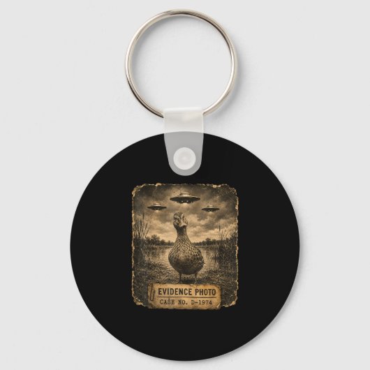Grappige eend ufo bewijs foto alien humor sleutelhanger (Voorkant)