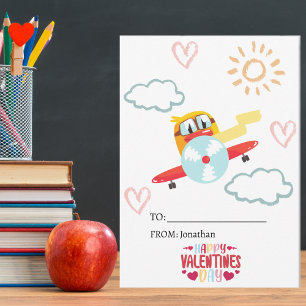 Grappige Eend Vliegtuig Schattige Kinderen Valenti Feestdagenkaart