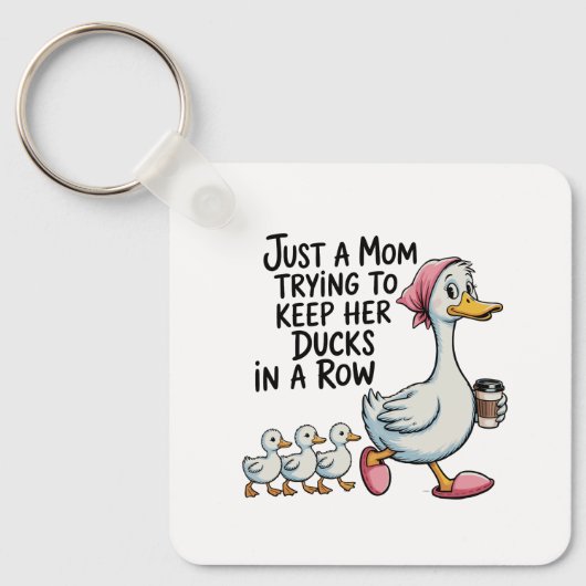 Grappige Eenden Op Een Rij Moeder Trendy Moedersch Sleutelhanger (Voorkant)