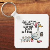 Grappige Eenden Op Een Rij Moeder Trendy Moedersch Sleutelhanger (Voorkant)