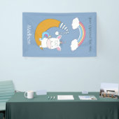 Grappige eenhoorn aangepaste naam, tekst en kleur spandoek (Beurs)