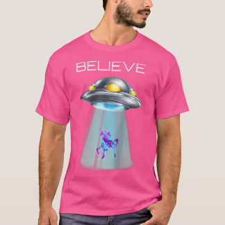 Grappige Eenhoorn Alien Abduction Geeky UFO Baseba T-shirt
