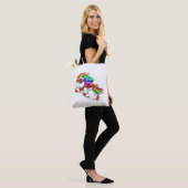Grappige eenhoorn als held voor een superheld tote bag (Op model)