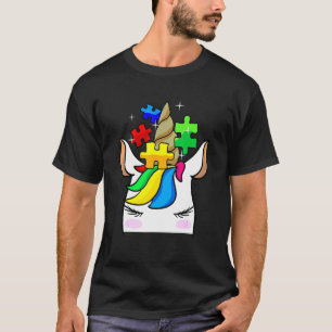 Grappige Eenhoorn Autisme Bewustzijn Puzzelstukken T-shirt