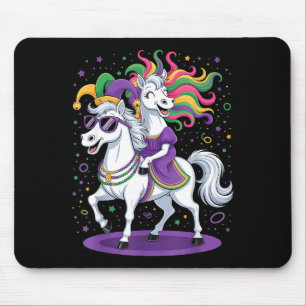 Grappige Eenhoorn die op een Paard Rijdt Nar Hoed  Muismat