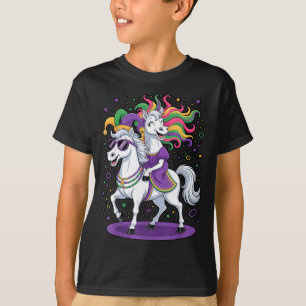 Grappige Eenhoorn die op een Paard Rijdt Nar Hoed  T-shirt