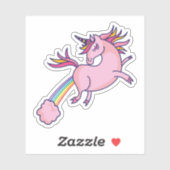 Grappige Eenhoorn die Regenbogen Laat Vliegen Cart Sticker (Vel)
