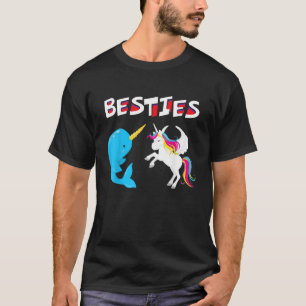 Grappige eenhoorn en narwal T-shirt voor beste vri