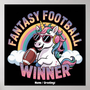 Grappige Eenhoorn Fantasy Football Winnaar 2025 St Poster