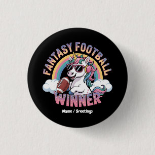 Grappige Eenhoorn Fantasy Football Winnaar 2025 St Ronde Button 3,2 Cm